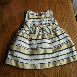 Striped White Black Gold Fancy Formal/Special Occasion Dress 6- 12 month Classic